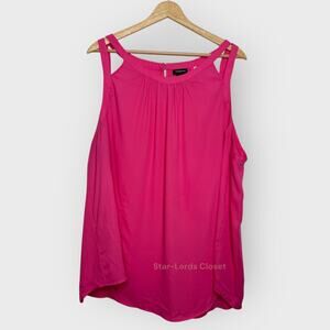 Torrid Pink Georgette Tank Top Size 3 Plus High Neck Keyhole Cutout